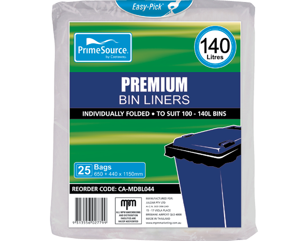 PrimeSource® Premium Garbage Bin Liners (140L Clear)
