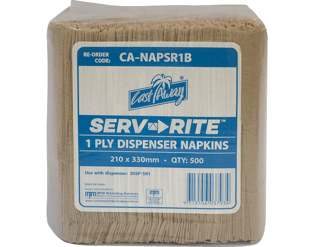 Serv-Rite® 1-Ply Dispenser Paper Napkins, Brown