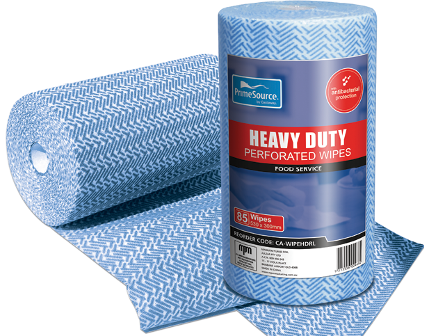 Heavy Duty Reusable Food Service Wipes (Blue) | Perforated Roll